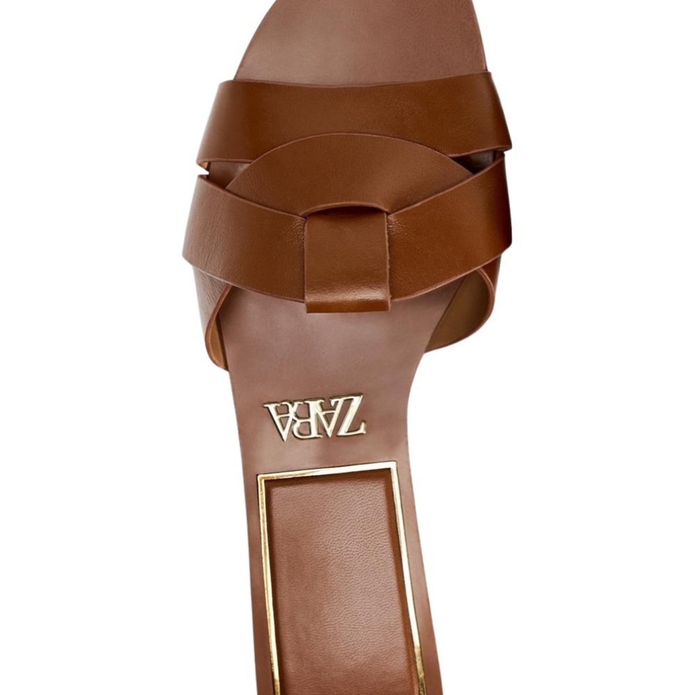 ZARA flat crossed leather sandals NWT